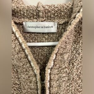 Christopher & Banks full zip hooded vest. Pit to pit 19”, shoulder to hem 24”.